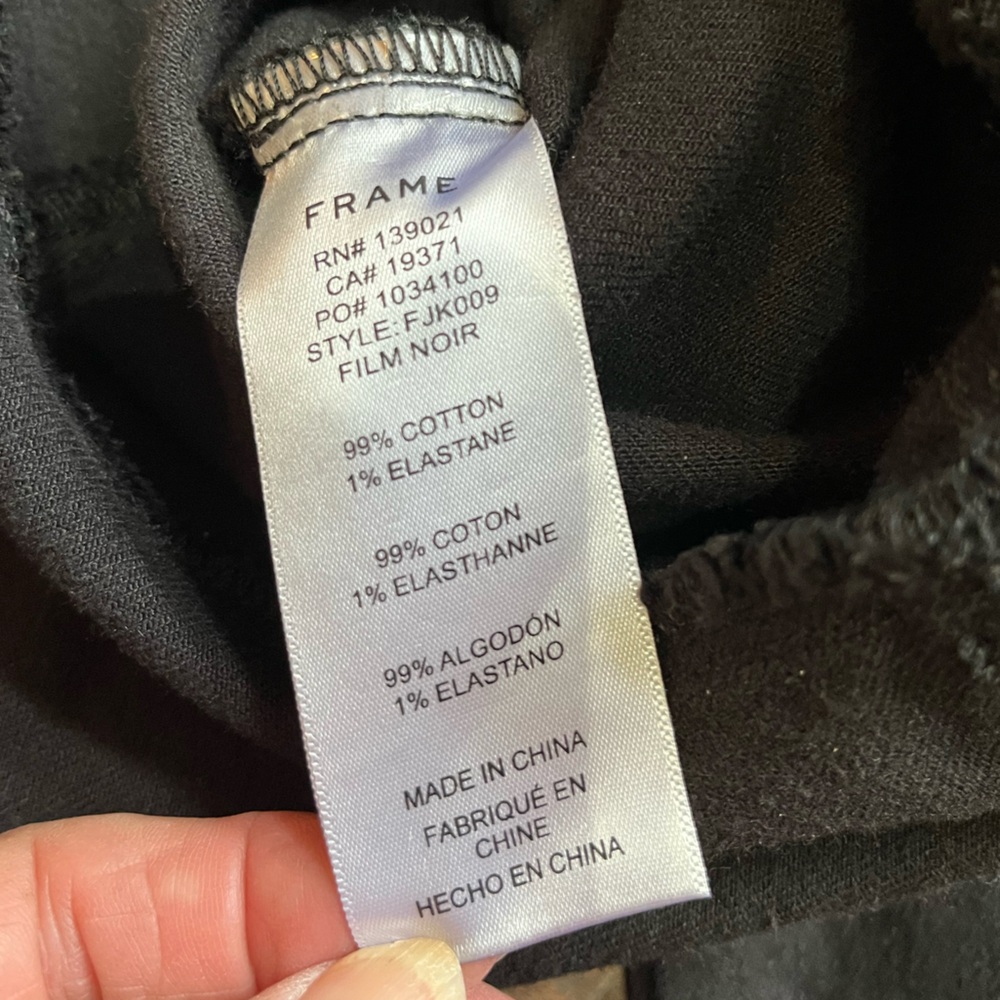 Frame black denim flounce peplum slim fit metal button jean jacket. Size XXS - Picture 9 of 16
